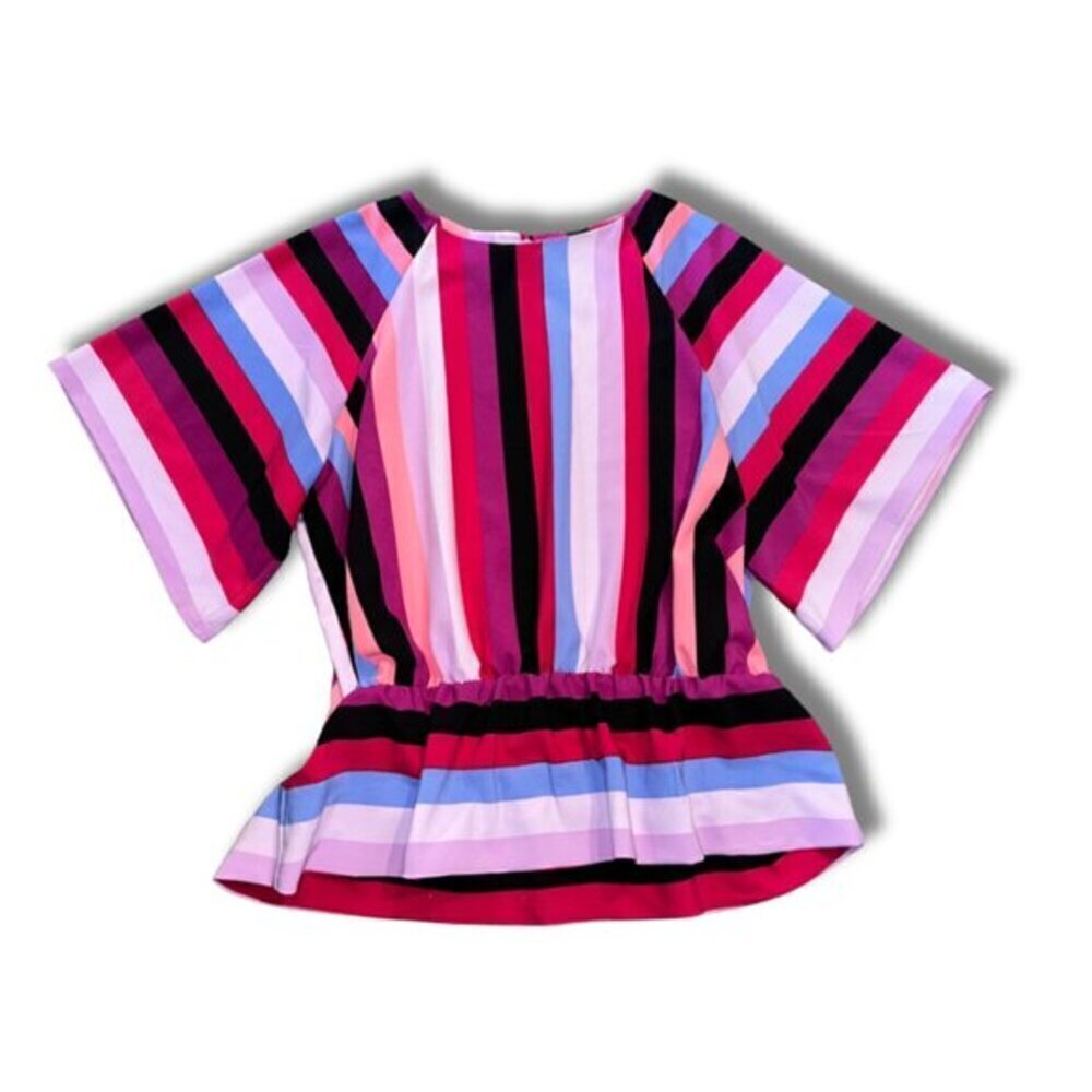 Pink Striped Peplum Top